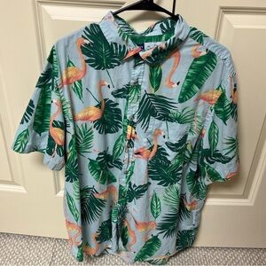 Tropical Flamingo Print Men's Shirt